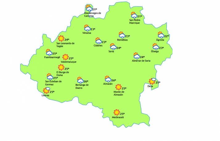 Previsión para este viernes./eltiempo.es