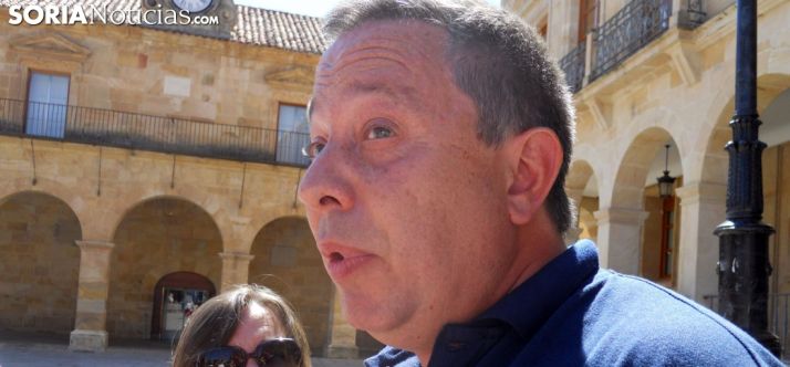 Sainz, este miércoles en la plaza Mayor./SN