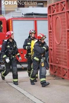 Simulacro de rescate en el parque de bomberos este viernes./SN