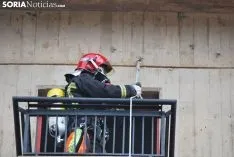 Simulacro de rescate en el parque de bomberos este viernes./SN