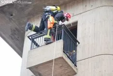 Simulacro de rescate en el parque de bomberos este viernes./SN