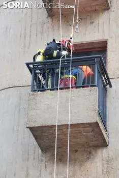 Simulacro de rescate en el parque de bomberos este viernes./SN