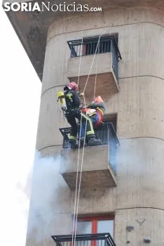Simulacro de rescate en el parque de bomberos este viernes./SN