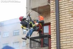 Simulacro de rescate en el parque de bomberos este viernes./SN