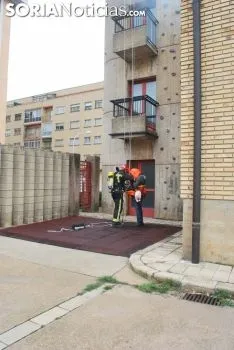 Simulacro de rescate en el parque de bomberos este viernes./SN