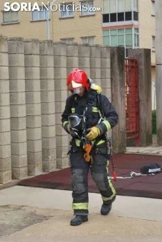 Simulacro de rescate en el parque de bomberos este viernes./SN