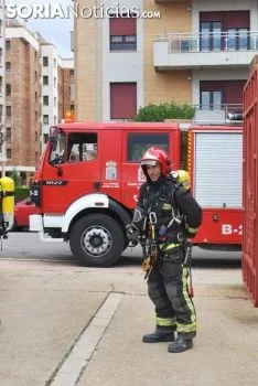 Simulacro de rescate en el parque de bomberos este viernes./SN