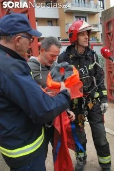 Simulacro de rescate en el parque de bomberos este viernes./SN