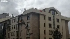 Banderas de España en las fachadas sorainas. SN