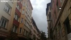 Banderas de España en las fachadas sorainas. SN