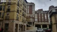 Banderas de España en las fachadas sorainas. SN