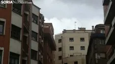 Banderas de España en las fachadas sorainas. SN
