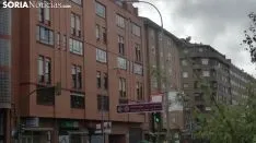Banderas de España en las fachadas sorainas. SN