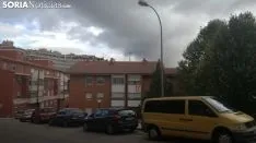 Banderas de España en las fachadas sorainas. SN