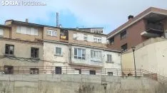 Banderas de España en las fachadas sorainas. SN