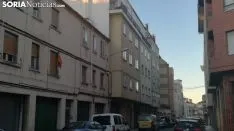 Banderas de España en las fachadas sorainas. SN