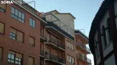 Banderas de España en las fachadas sorainas. SN