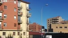 Banderas de España en las fachadas sorainas. SN