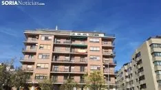 Banderas de España en las fachadas sorainas. SN