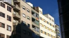 Banderas de España en las fachadas sorainas. SN