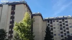 Banderas de España en las fachadas sorainas. SN