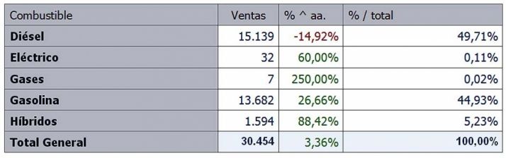 Ventas coches por combustible enero-octubre 2017 en CyL.