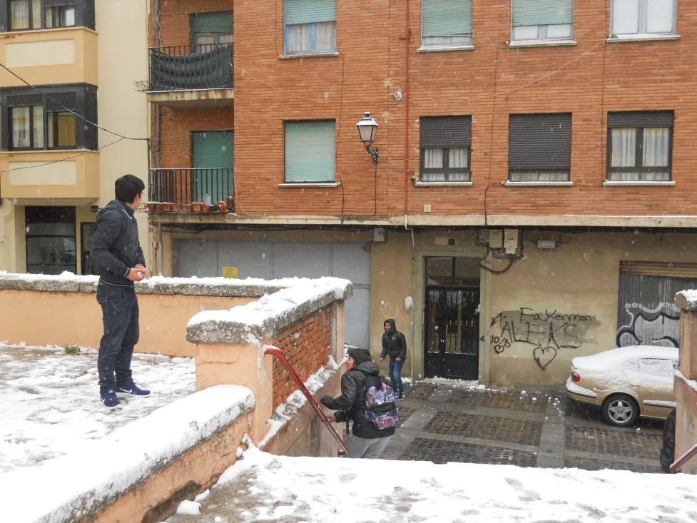Batalla de bolas de nieve.