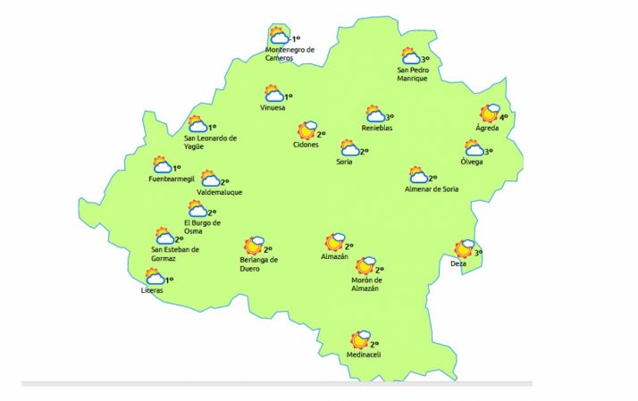 Previsión a las 12:00 h este martes./eltiempo.es