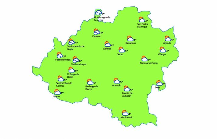 Previsión para las 13:00 de este lunes./eltiempo.es