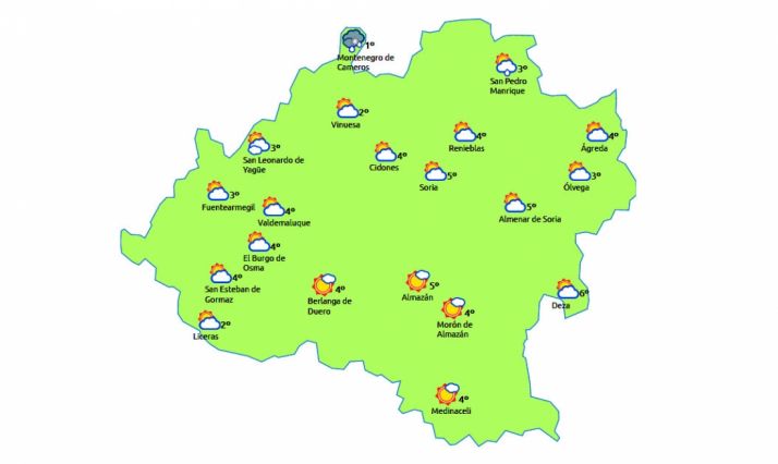 Previsión para este viernes a las 13:00 h. /eltiempo.es