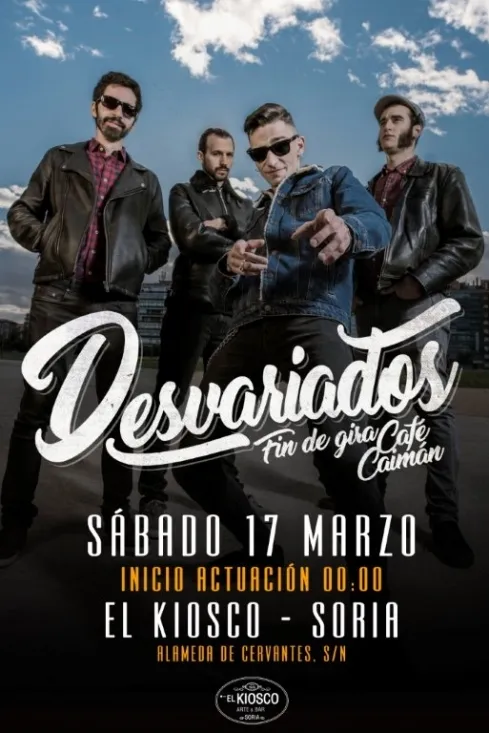 Cartel Concierto Desvariados en El Kiosko.