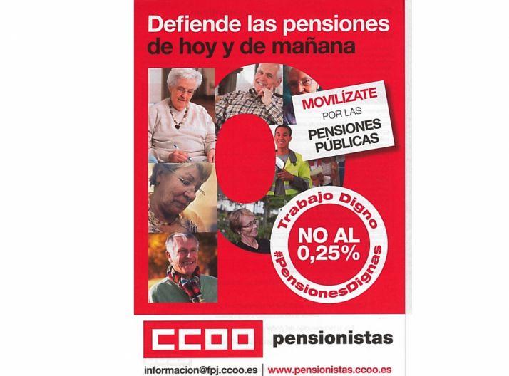 Este jueves, movilización de CC OO por las pensiones