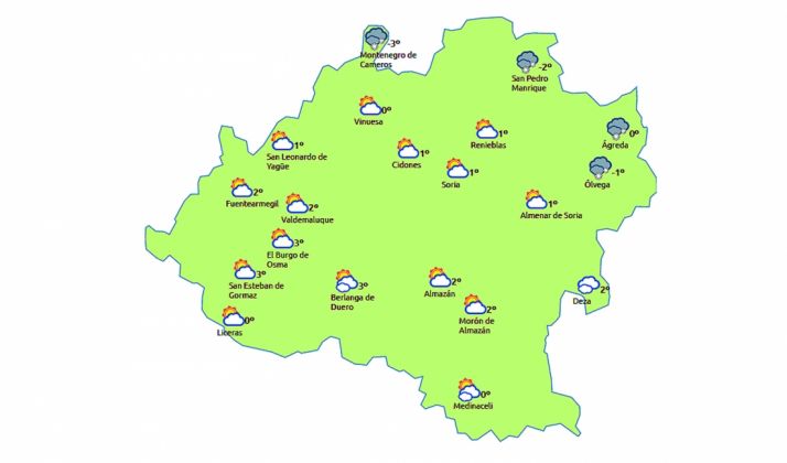 Previsión a las 14:00 de este miércoles. /eltiempo.es