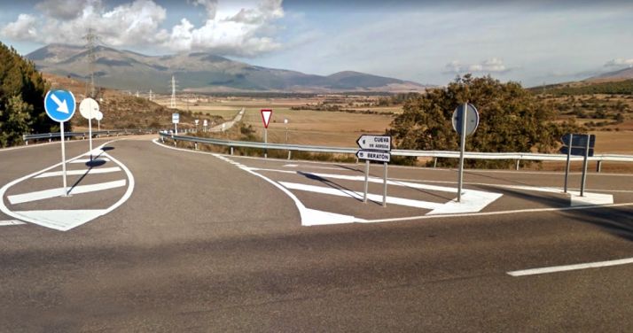 La CL-101 en el cruce con Cueva de Ágreda, en el puerto de La Carrasca. /GM