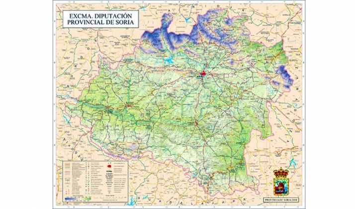 Mapa de la provincia de Soria editado por la Diputación.