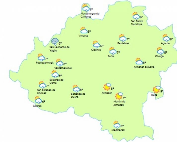 Precipitaciones débiles este domingo por la tarde