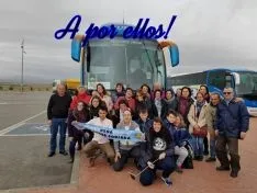 La afición celeste ya está en Teruel./ La Curva Soriana