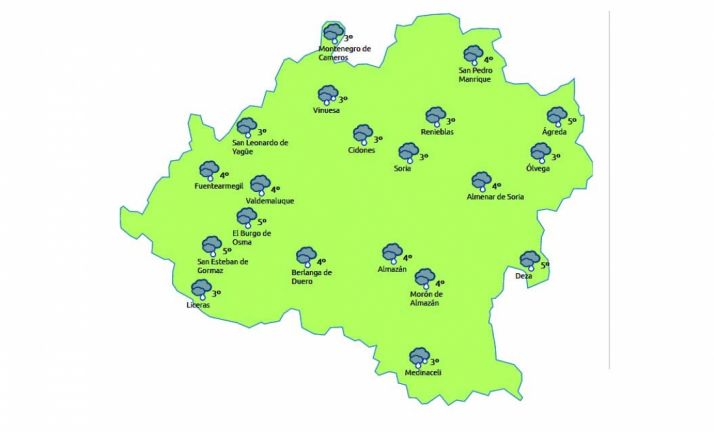 Previsión a las 12:00 horas de este martes. /eltiempo.es