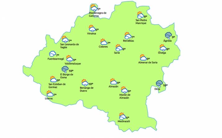 El mapa a las 13:00 h. /eltiempo.es