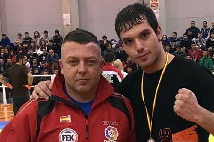 Héctor Millán (dcha.) y su entrenador, Georgi Lilov.