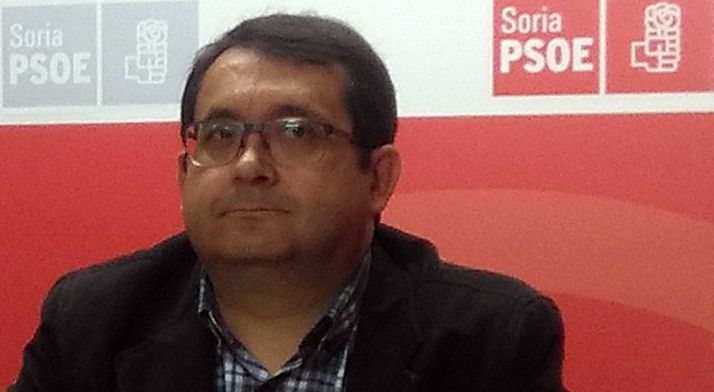 Juan Luis Cepa, este martes en la sede del PSOE soriano. 