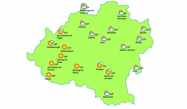 Previsión a las 13:00 h./eltiempo.es