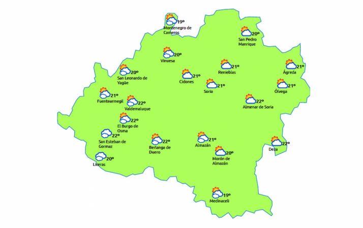 Previsión a las 14:00 horas./eltiempo.es