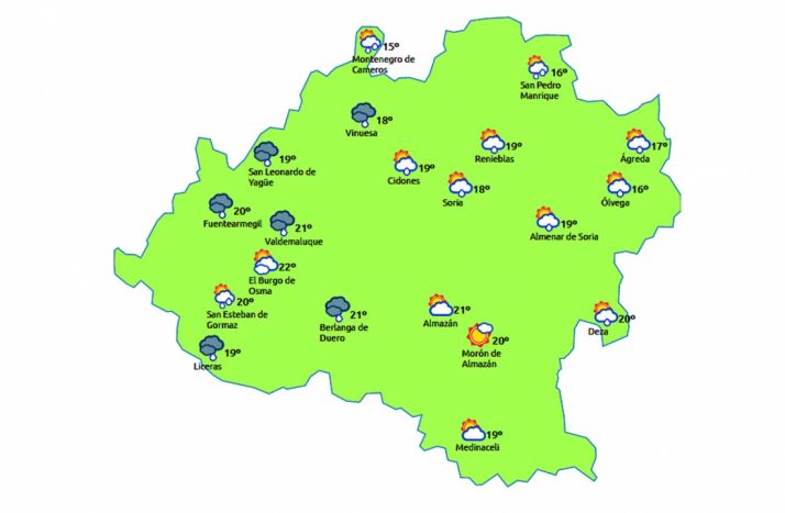 Previsión a las 15:00 horas./eltiempo.es