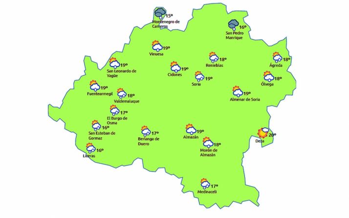 Previsión a las 14:00 horas./eltiempo.es
