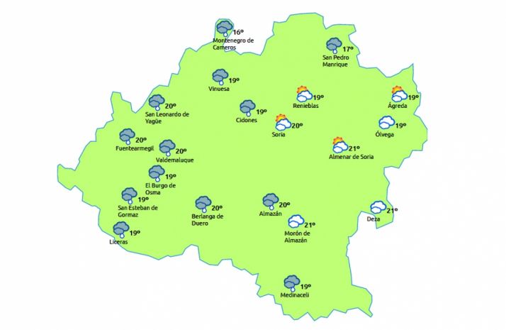 Previsión a las 14:00 h de este miércoles. /eltiempo.es