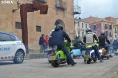 Una imagen de la llegada de las motocicletas a la plaza Mayor de la capital. /SN