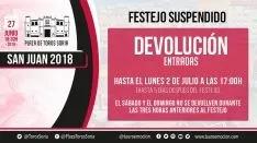Foto 3 - La devoluci&oacute;n de las entradas de los rejones, hasta el lunes