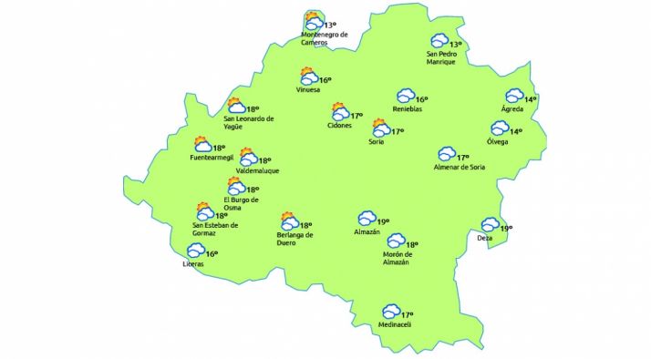 Previsión a las 13:00 h./eltiempo.es