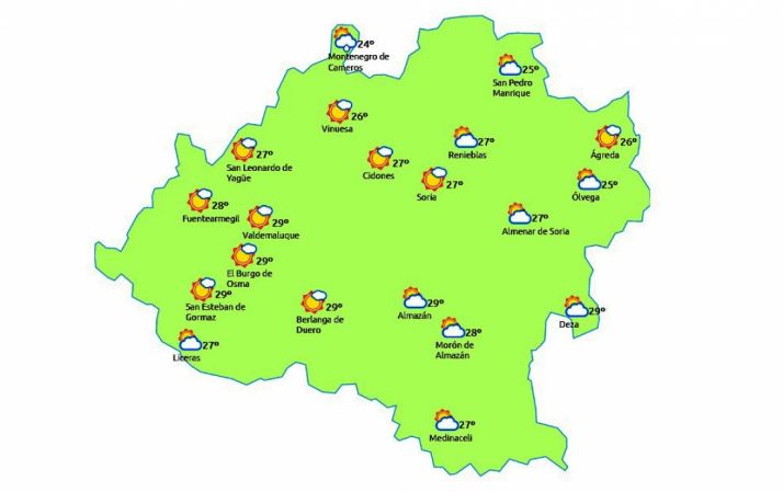 Previsión a las 14:00 horas. /eltiempo.es